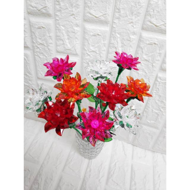 Bunga krisan kristal manik akrilik bening