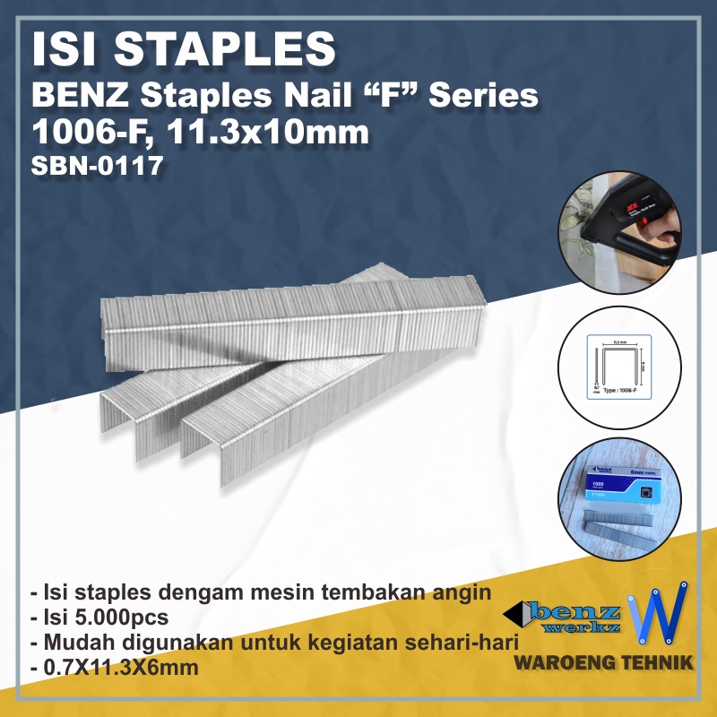

Isi Staples Tembak F1006 / Air Stapler 6mm by BENZ WERKZ Staples Tembak F1006 - 5000pcs