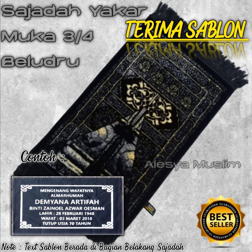 SAJADAH YAKAR HITAM 3/4 PLUS SABLON