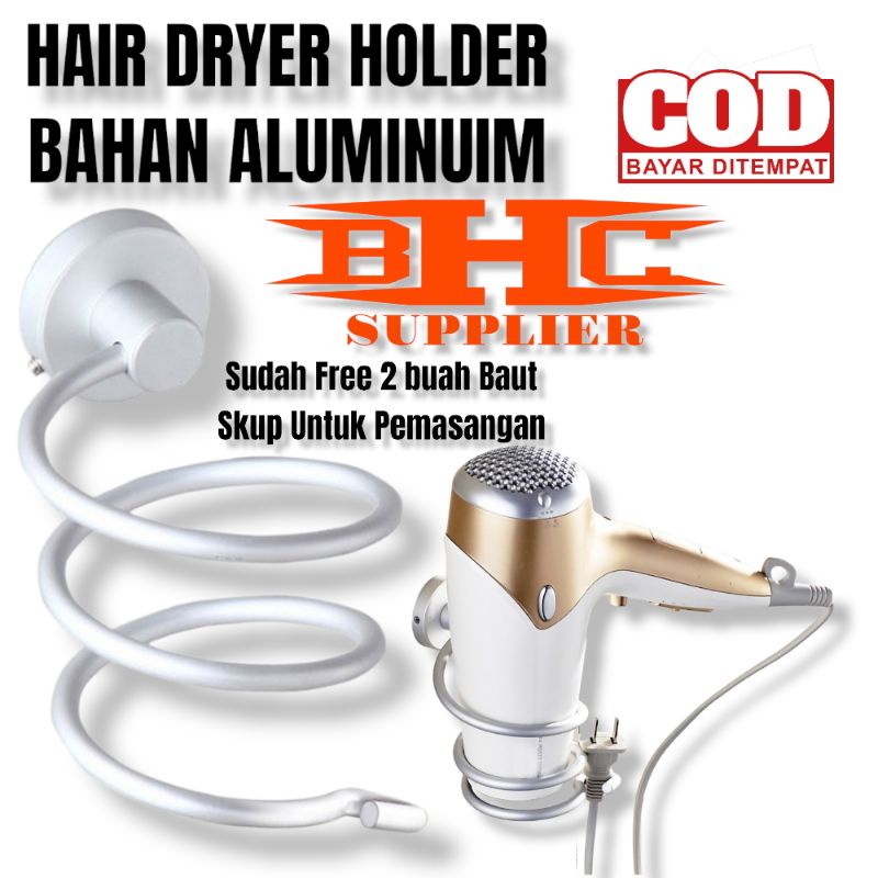 HAIR DRYER HOLDER / RAK DUDUKAN TEMPAT HAIRDRYER BAHAN ALUMUNIUM