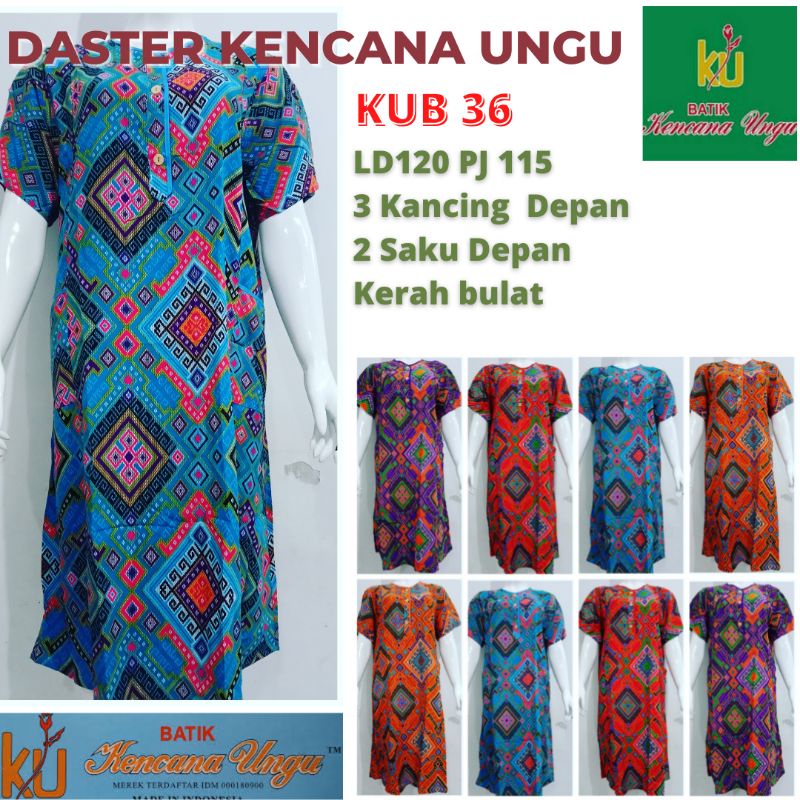 Daster Batik Kencana Ungu/Daster Kencana Ungu Label Biru/KUB 36