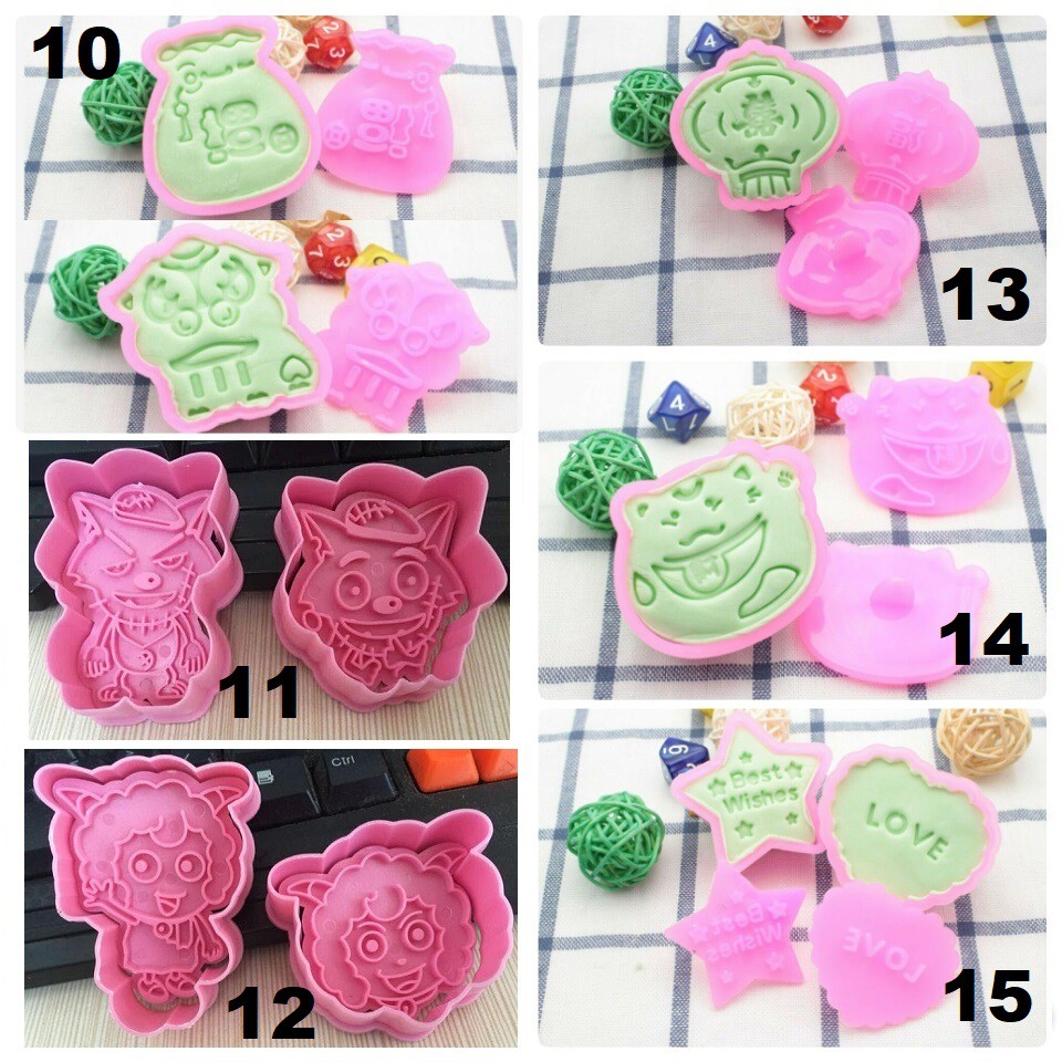 Cetakan Roti Kue Kering Cutter Cookies 2 in 1 Karakter Hello Kitty Doraemon Mickey Pooh Bunny