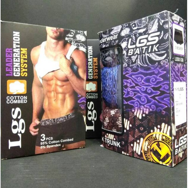 CELANA DALAM BOXER LGS 638 ISI 3PCS  |BOXER LGS KARET BATIK