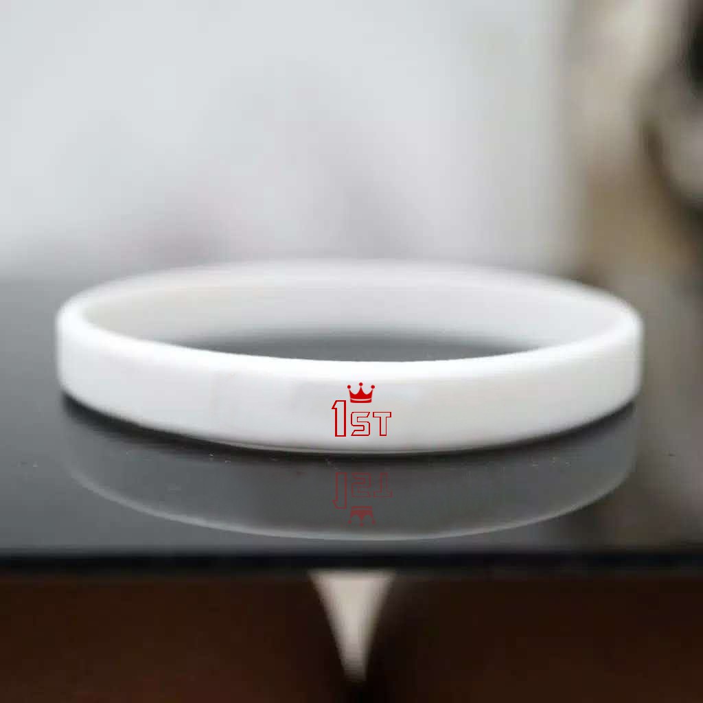 BRACELET FIRST ONE GELANG TANGAN PRIA - GELANG KARET SPORT ORIGINAL WHITE LIST RED F1