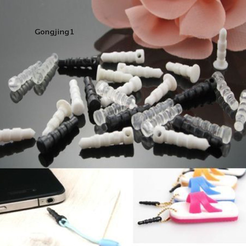 Gongjing1 100pcs / LOT Plug Penutup Lubang Earphone 3.5mm Anti Debu Bahan Karet