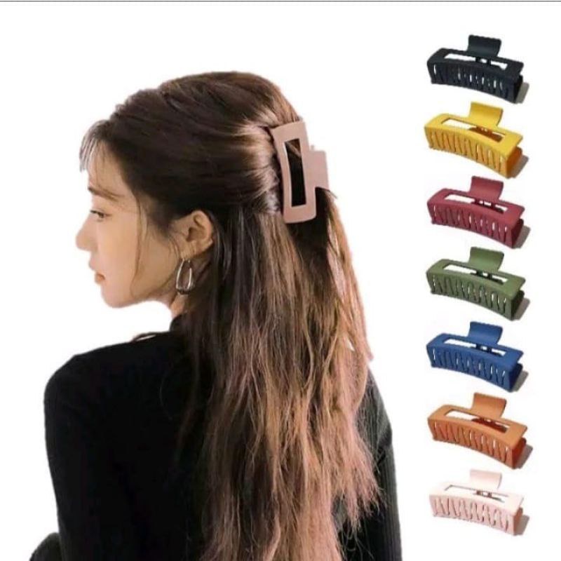 JEPIT RAMBUT / JEDAI RAMBUT GLOSSY GAYA KOREA MODEL KOTAK BOLONG 8,5CM