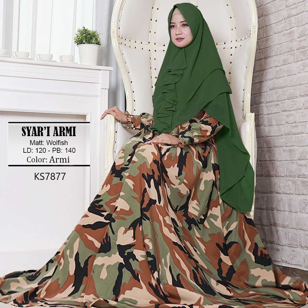 Armi Syari gamis wolfis set khimar ceruti 2 layer orinaura realpic