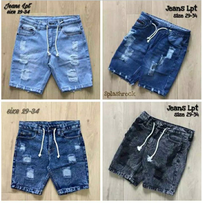 1KG MUAT 3PCS | CELANA JEANS PENDEK SOBEK PRIA WISKER PREMIUM DISTRO