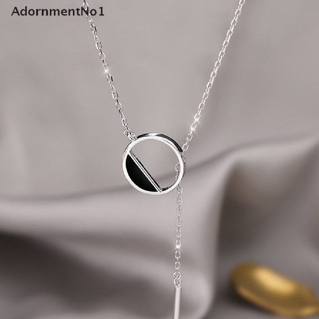 (AdornmentNo1) Kalung Choker Silver Bentuk Bulat / Persegi Panjang Untuk Hadiah Ulang Tahun