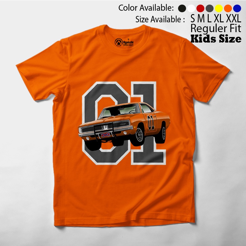 Baju Anak / Kaos Atasan Anak / Kids T Shirt The Duke of Hazzard General Lee Mobil Balap Terbang