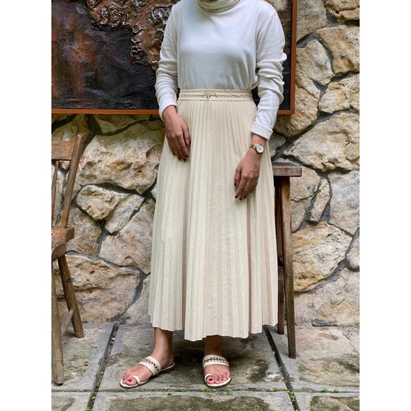 rok Zara midi pleats semi leather