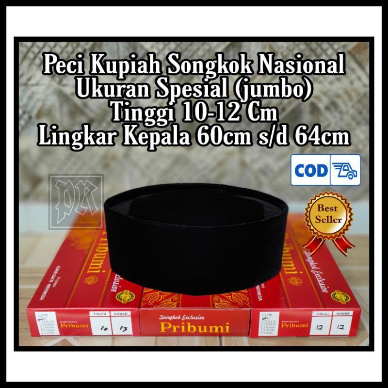 Peci jumbo ukuran besar songkok big size peci hitam ukuran besar kopiah jumbo no 10 11 12 13 14