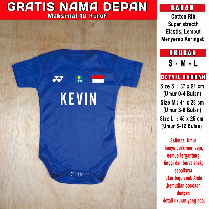 Baju Bola Bayi badminton Yonex GRATIS NAMA DEPAN Romper Bayi Jumper bayi Jersey Bayi-2