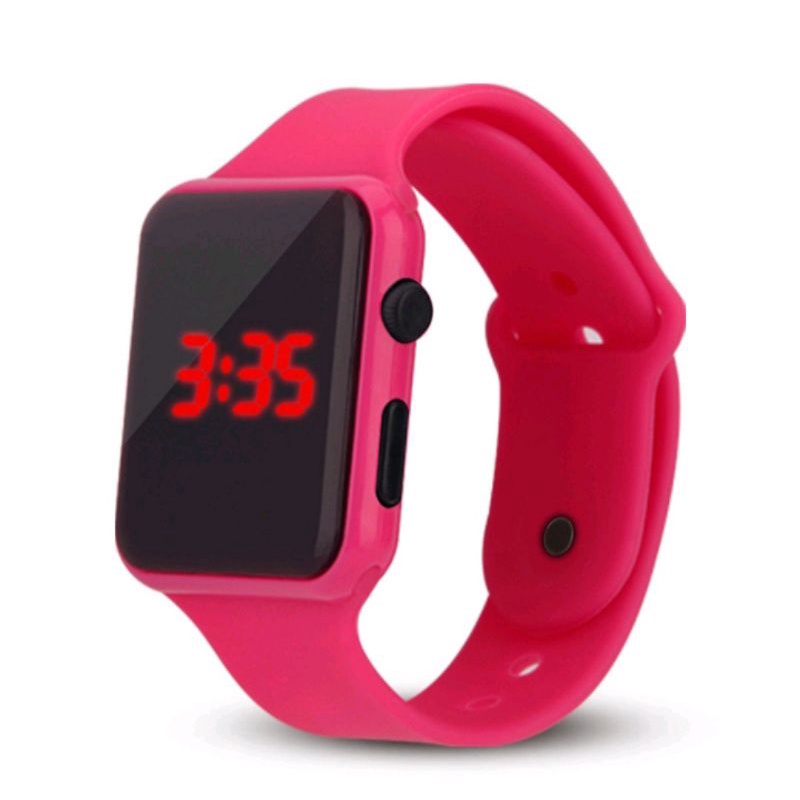 COD Jam Tangan LED Watch Kotak Digital Fashion Pria Wanita Kekinian Termurah-Pink Fanta
