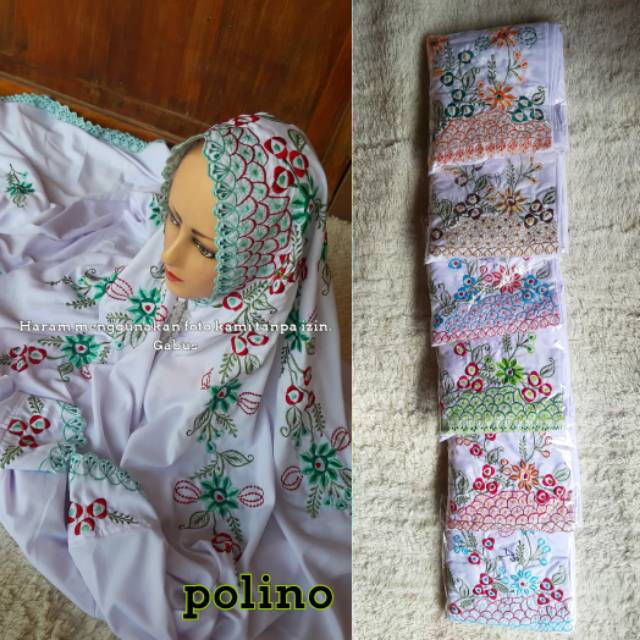 Mukena terusan polino bordir rambat dewasa