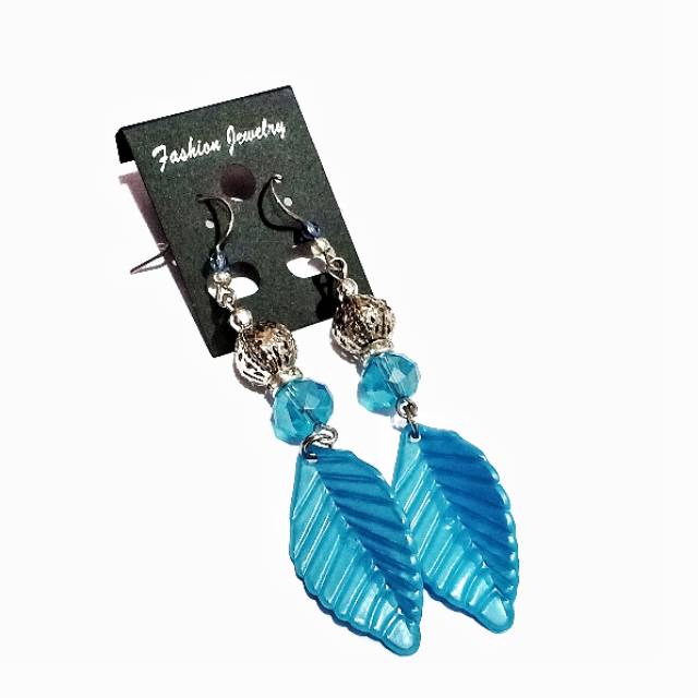 Anna Aquamarine Leaf Earrings | Anting Hooks Handmade