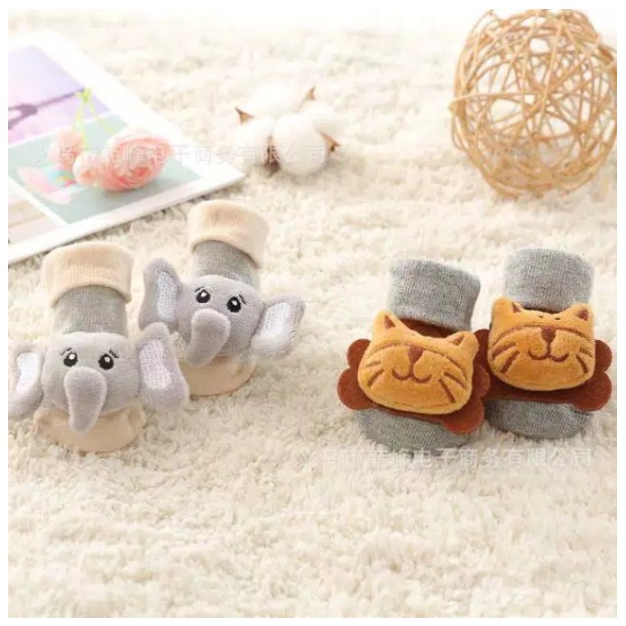 Kaos kaki Boneka Bayi RATTLE (bunyi) Import dengan Antislip CBKS VC