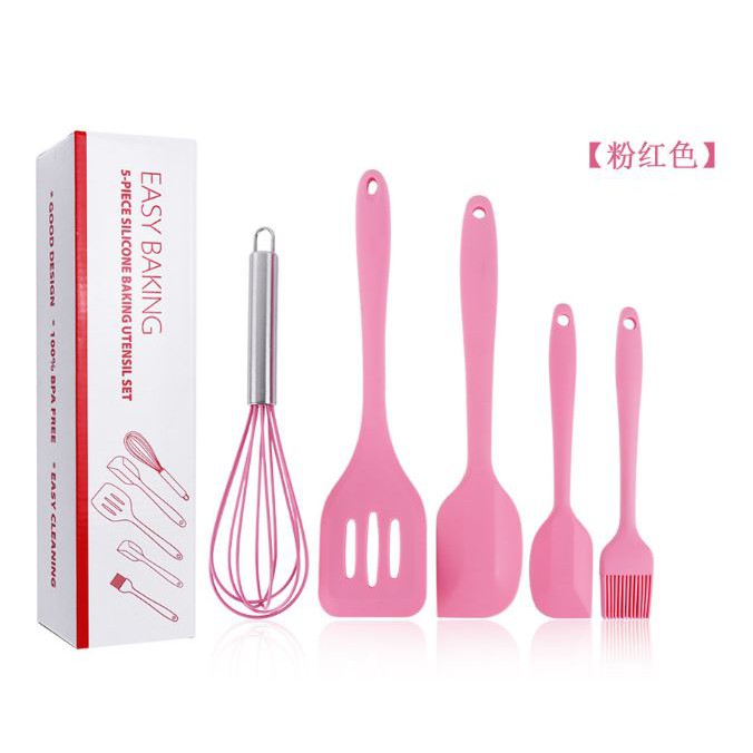 Spatula Silikone Set 5 in Sodet Sutil Kocokan Kuas Silikon Tahan Panas