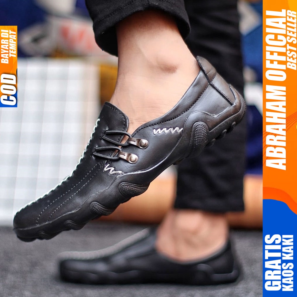 Abraham Knit - Sepatu Formal Pria Pantofel Kulit Asli