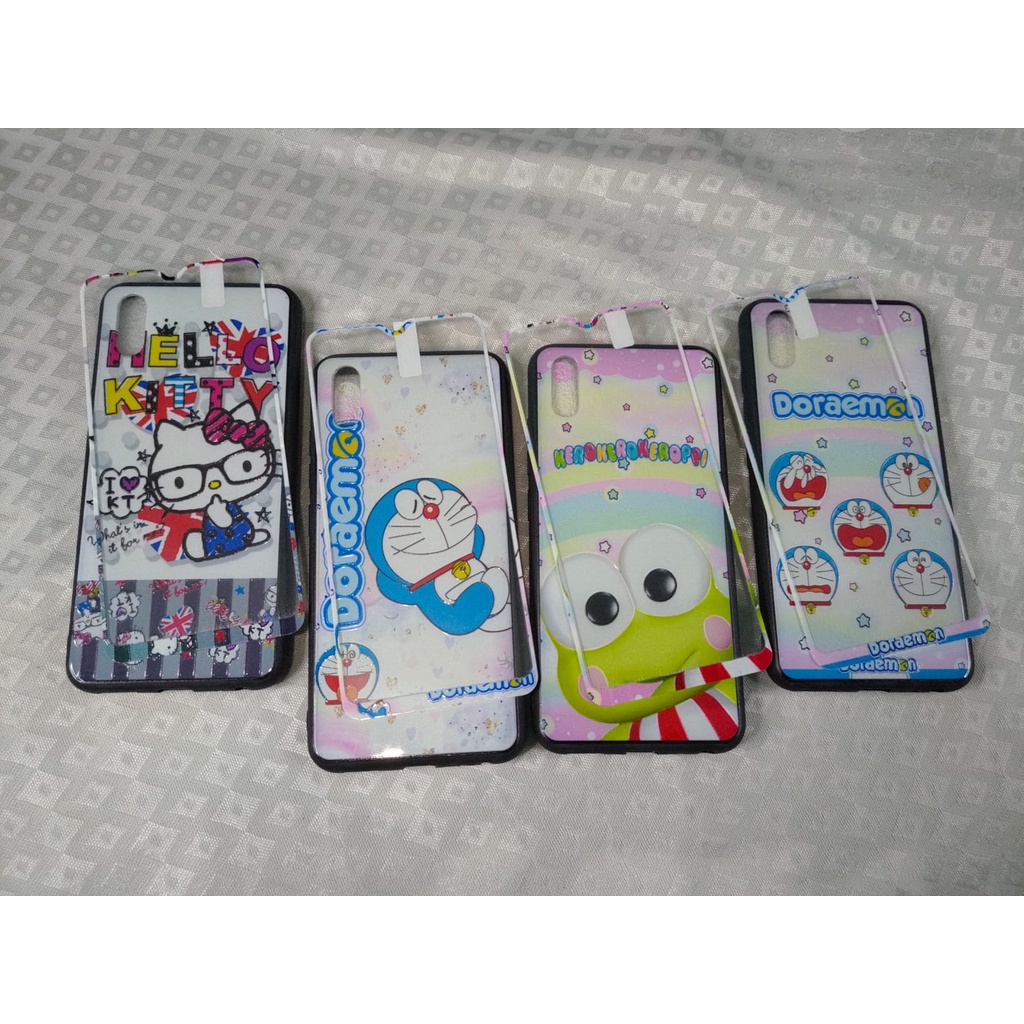 HARD CASE KARAKTER CEWEK / CARTOON + TEMPERED GLASS SAMSUNG A20 A30 GALAXY V J3 J310 J3 2016