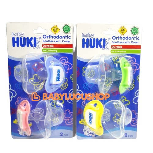 HUKI Empeng Deluxe Orthodontic Soother with Cover 2 pcs Pacifier Blister