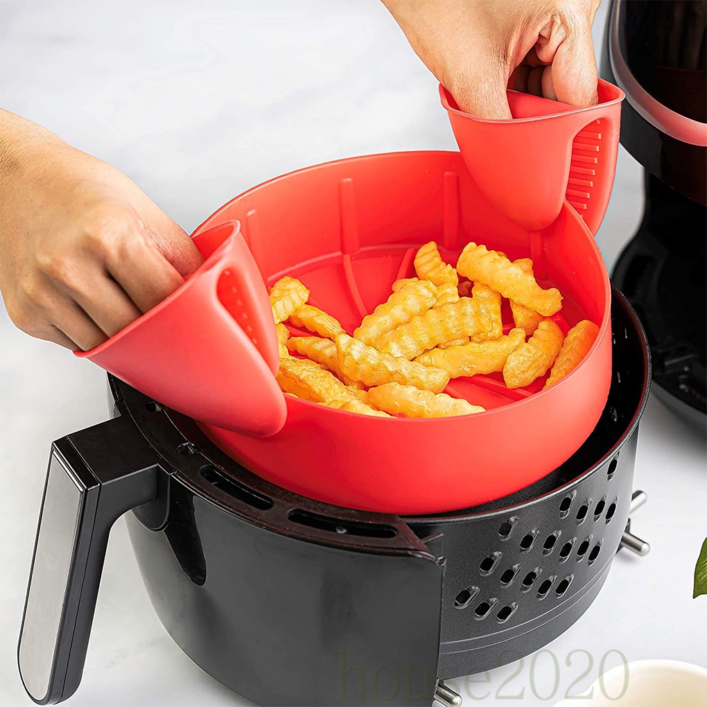 (House2020) 2 In 1 Panci Air Fryer Bahan Silikon Dengan Alas Bisa Dilepas