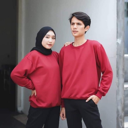 Crewneck Couple Pria Wanita Basic Polos Premium Bahan Fleece Tebal dan Halus harga MURAH