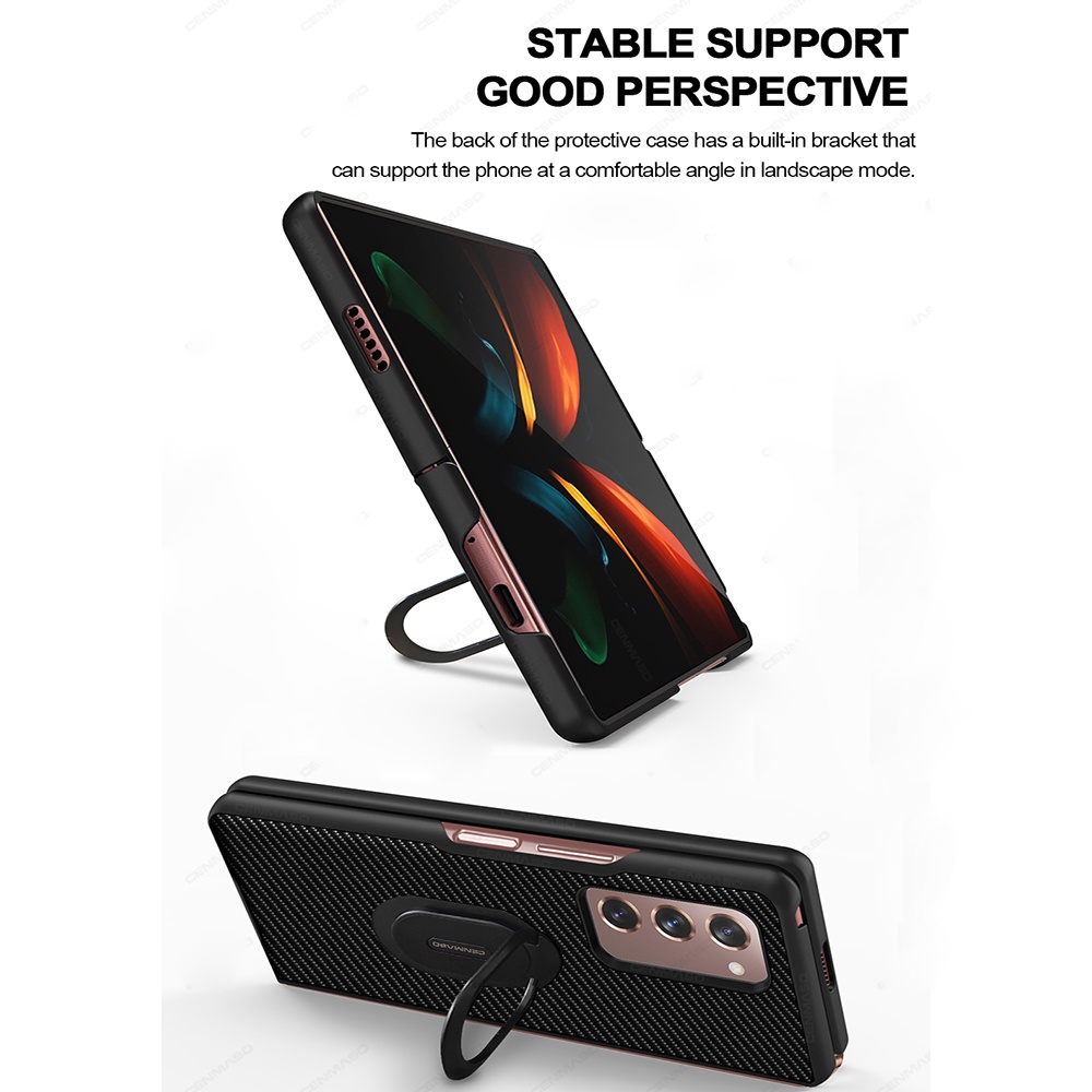 Luxury Carbon Fiber Case for Samsung Galaxy Z Fold 3 with Ring Buckle