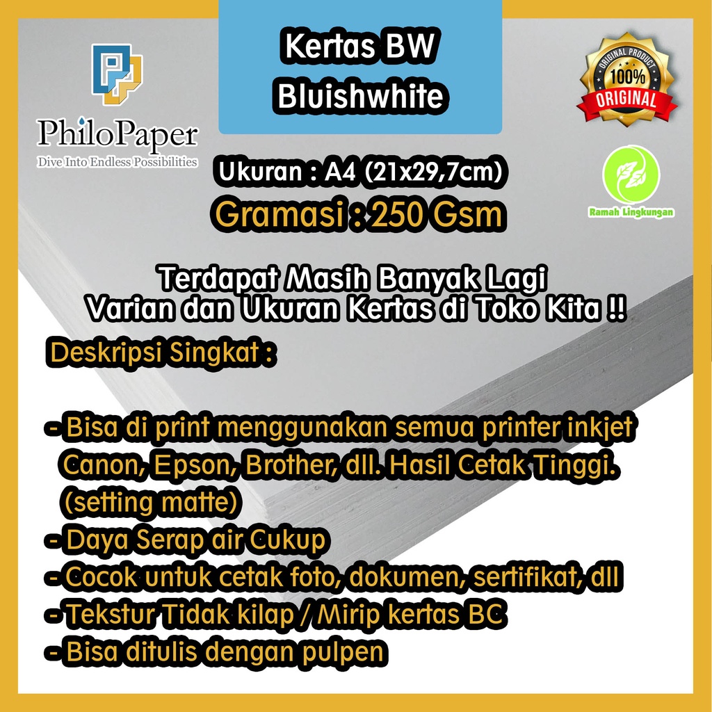 

Kertas Bluish White BW 250 Gsm A4