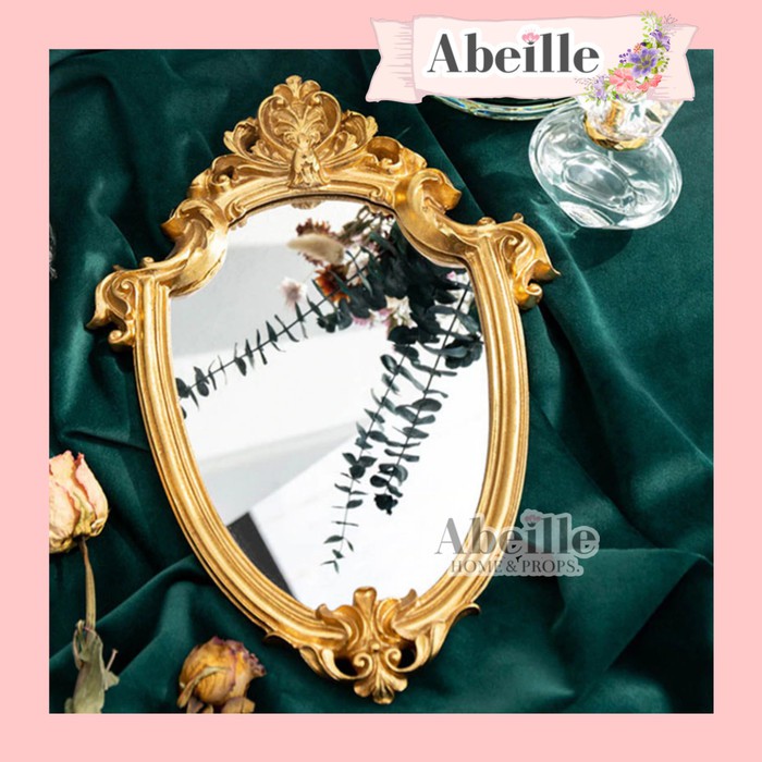 CERMIN KACA CANTIK VINTAGE MIRROR GOLD