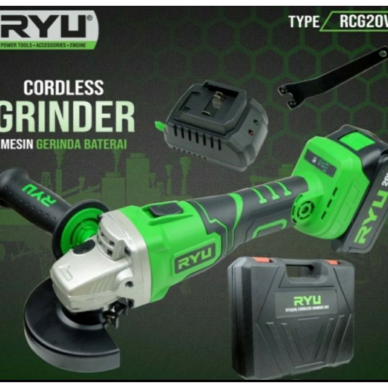 RYU Mesin gerinda batrei RCG 20v cordless RCG20V 4 inch gerinda RYU