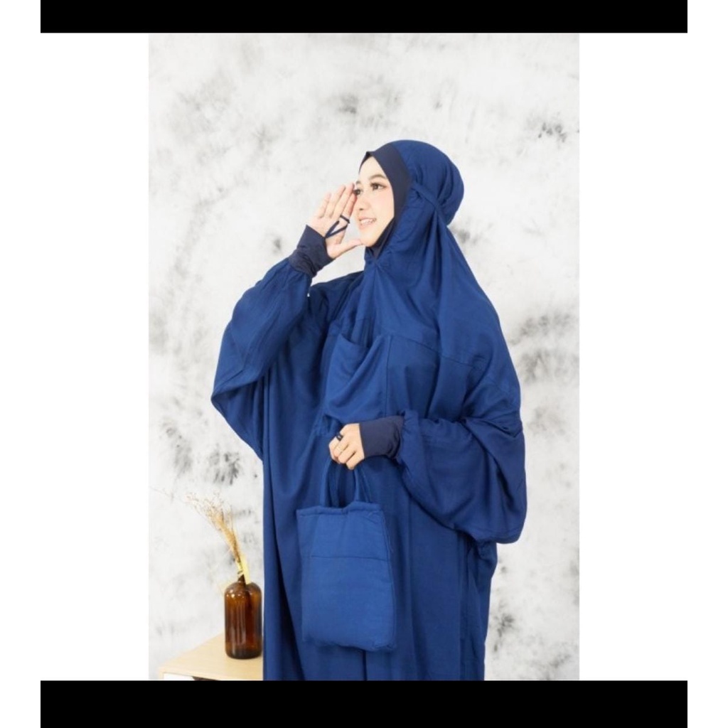 mukena jumbo terusan manset bahan rayon malaysia