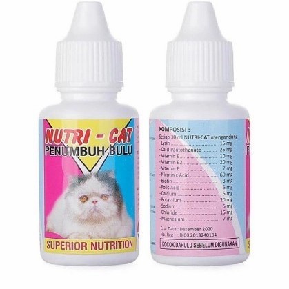 NutriCat 30 Ml Vitamin Penumbuh Bulu Kucing Nutri Cat Drops Hair &amp;Skin