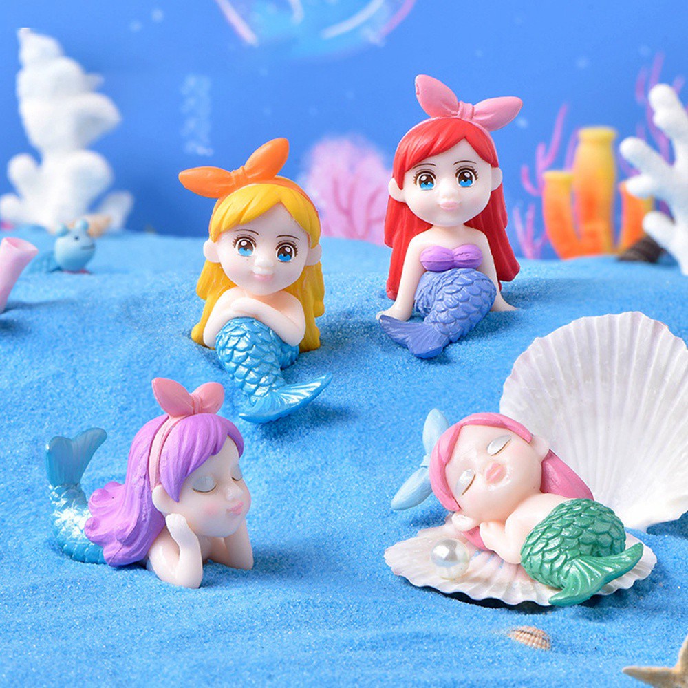 MXBEAUTY Lovely Mermaid Figurine Small Aquarium Decorative Miniature Home Accessories Hairpin Table DIY Craft Fairy Garden Micro Landscape