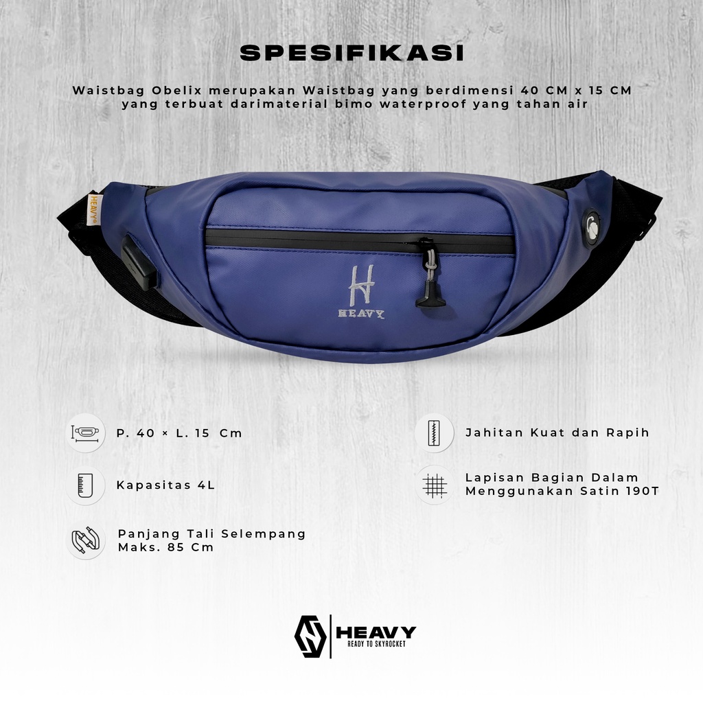 Tas Selempang Pria Heavy Waterproof - Tas Pinggang Pria Waterproof - Waistbag Heavy Original