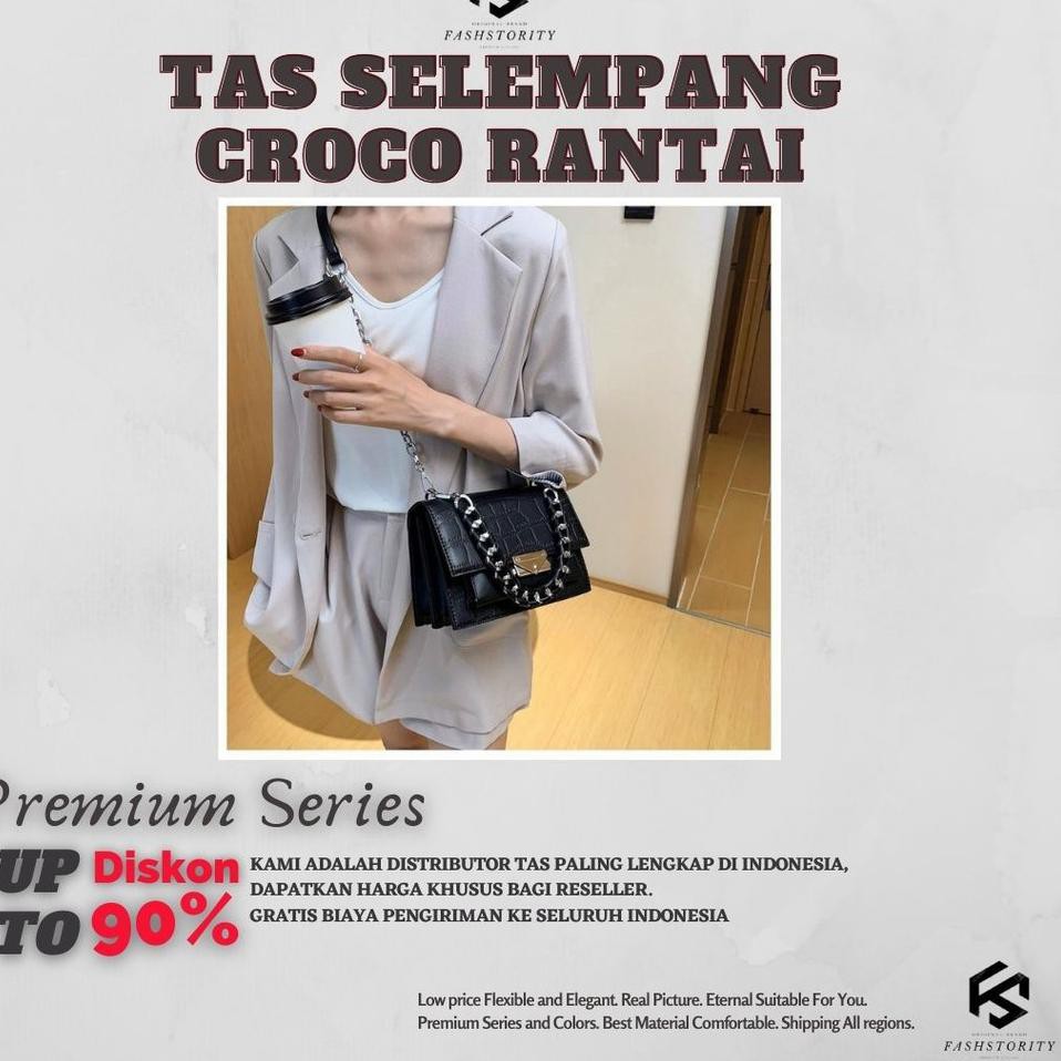 ♨️ COD ♨️ Tas selempang wanita Shoulder Bag Sling Bag Wanita Hand Bag Wanita - Croco 2 Tali