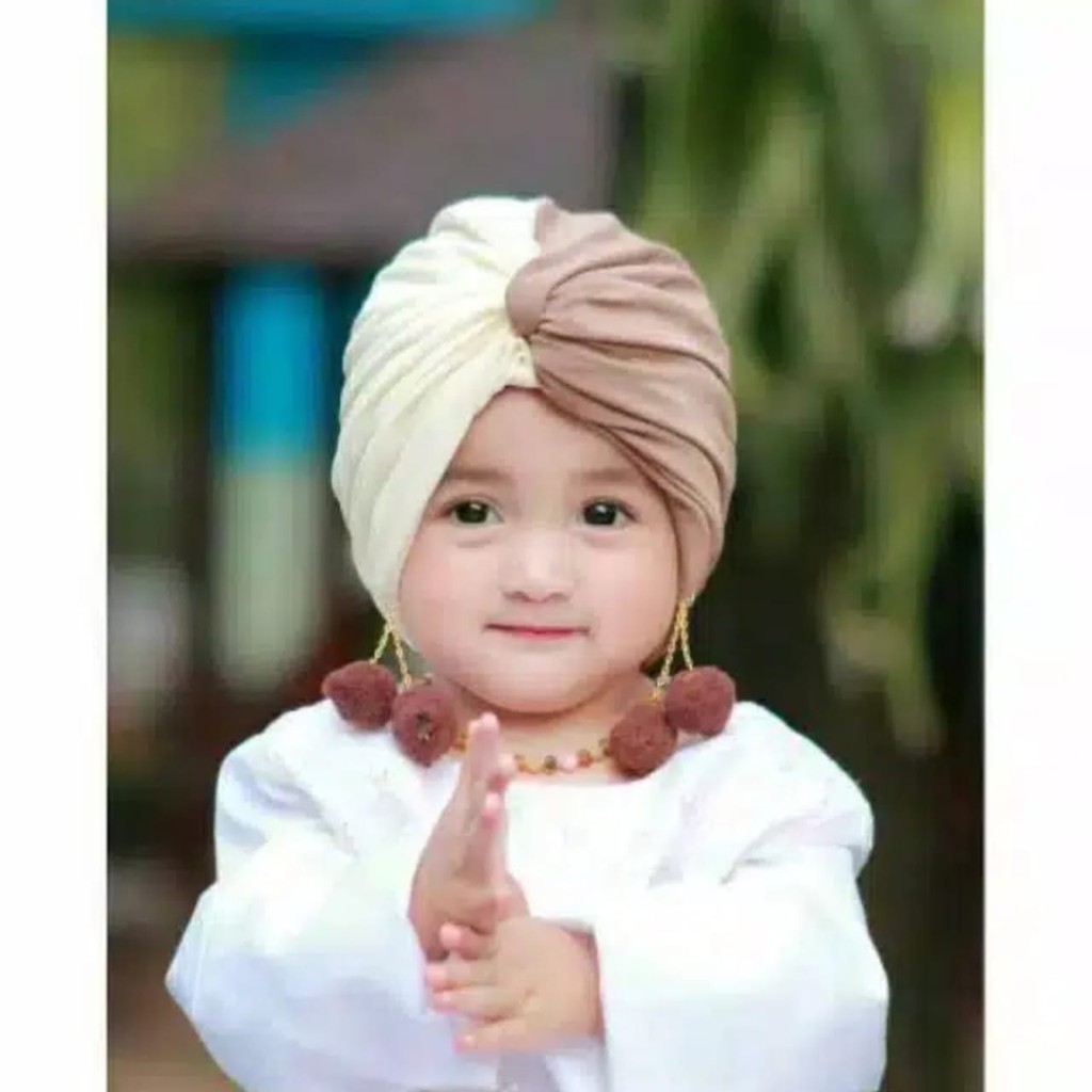 Turban Anak Bayi Perempuan Kombinasi Pompom