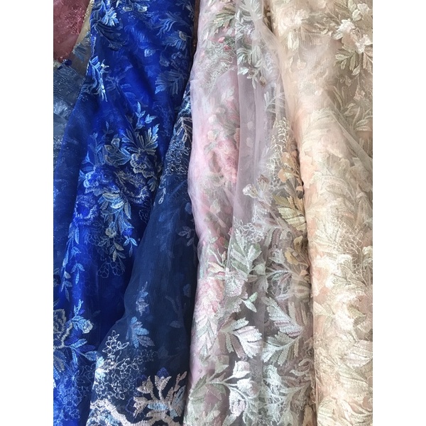 Kain tulle 3d bordir multycolour/3d merambat