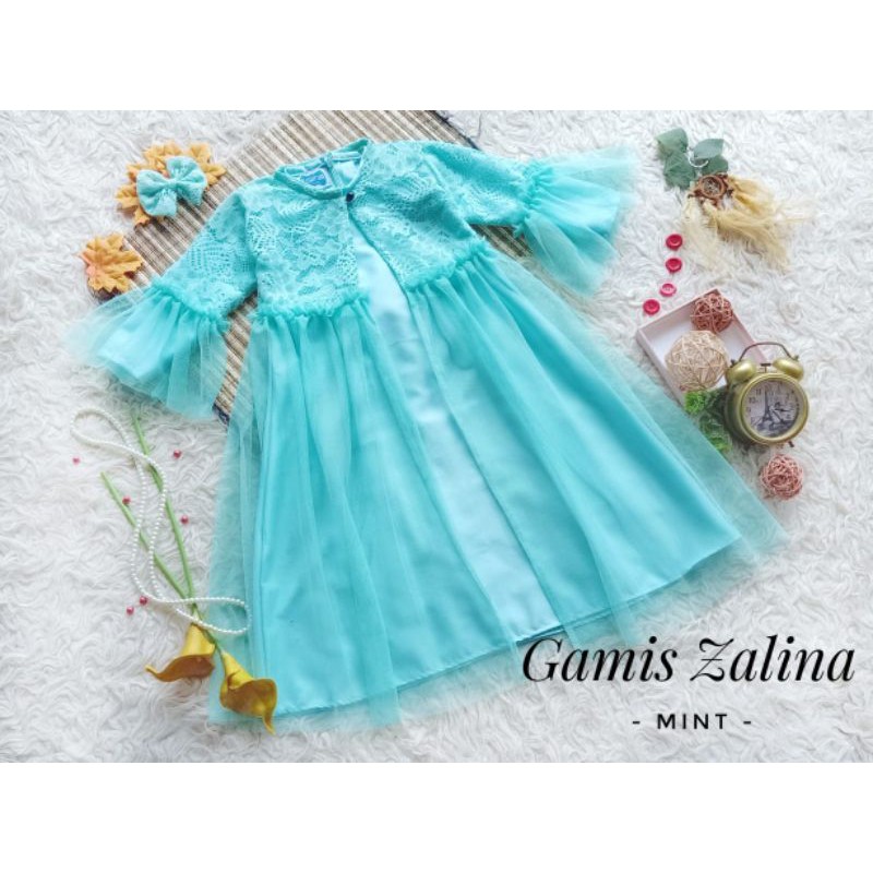 GAMIS ANAK /GAMIS DEWASA /GAMIS ZALINA COUPLE/ WARNA MINT