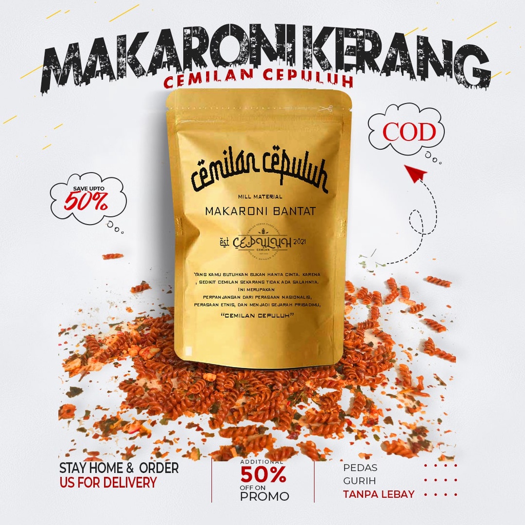 

makaroni kerang bumbu rempah cemilan gurih renyah dan pedas BY cemilan cepuluh