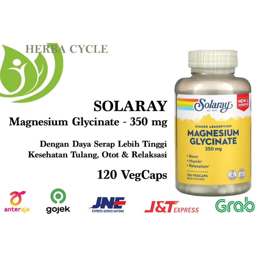 Solaray Higher Absorption Magnesium Glycinate 350 mg 120vcap ORI USA