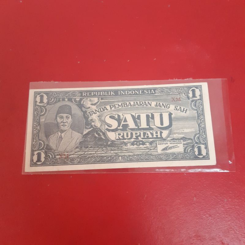 Uang Kertas Kuno 1 Rupiah Tahun 1945 ORI Soekarno Sukarno