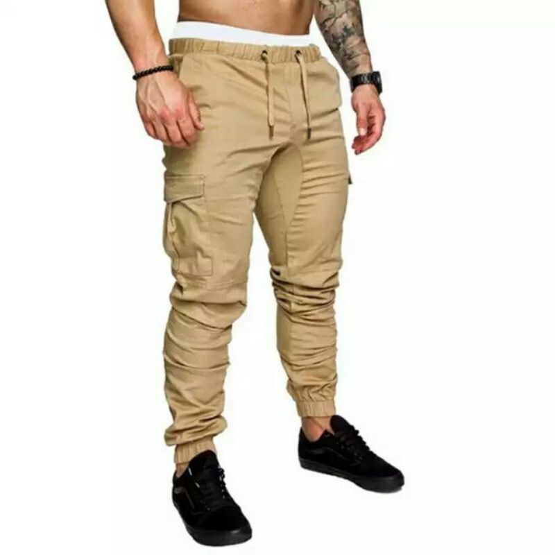 Celana Jogger Cargo Pria Pinggang Karet Strecth Premium 27-44 Big size