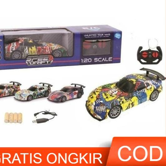 ✼ Mobil Remote Control WarnaWarni Mobil RC Speed Drift 4 Function RC Car ✥