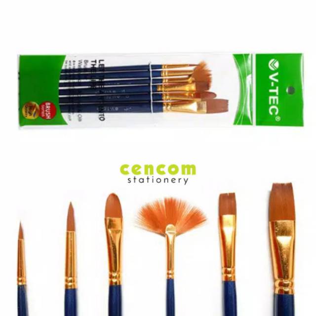 V-Tec Brush A0342 Set 6 / Kuas Lukis Set 6