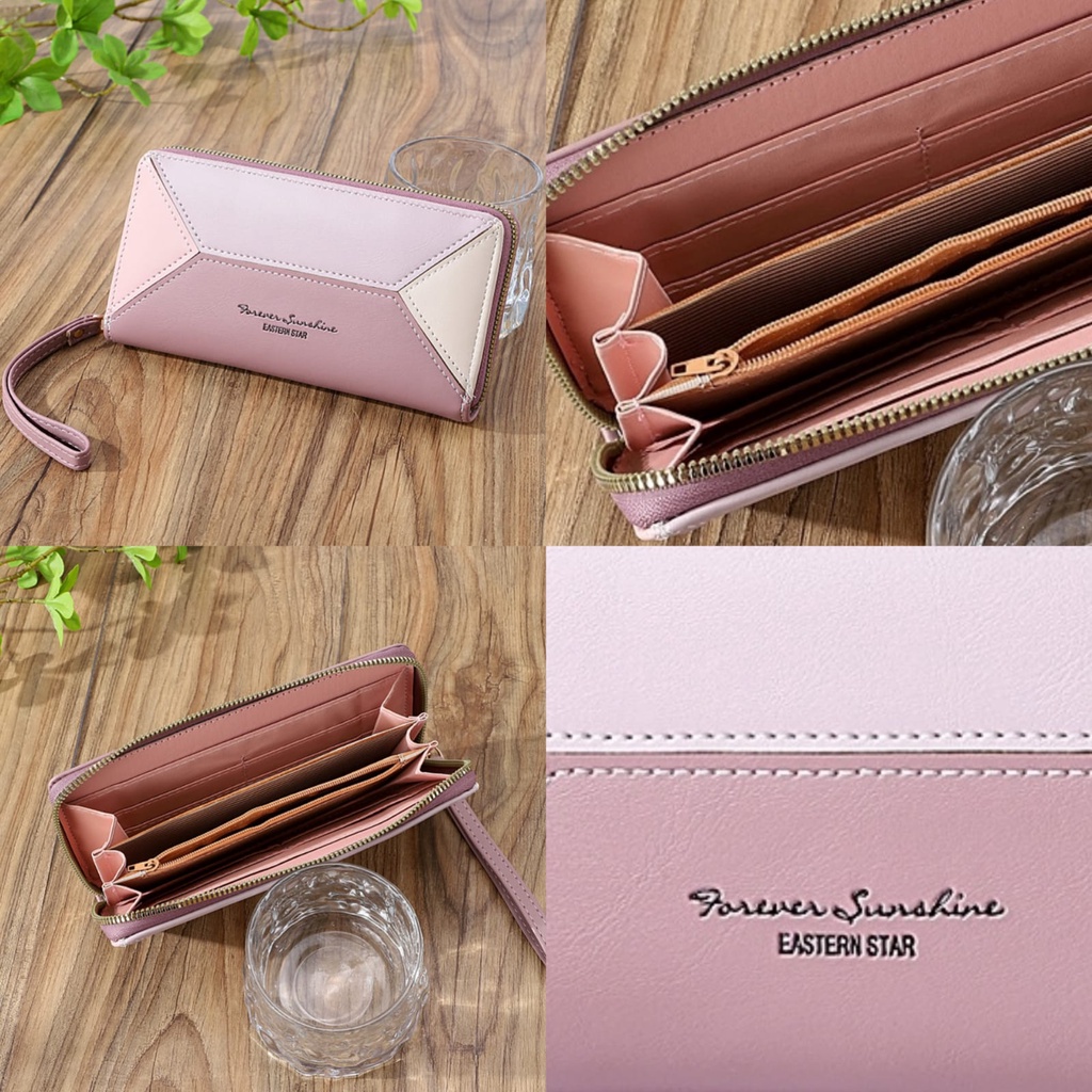 DOMPET PANJANG WANITA KULIT PREMIUM PINK GEMINA WA549P3 CEWEK KOREA IMPORT TALI PENDEK RESLETING KARTU UANG BRANDED FASHION BATAM REMAJA KEKINIAN MURAH