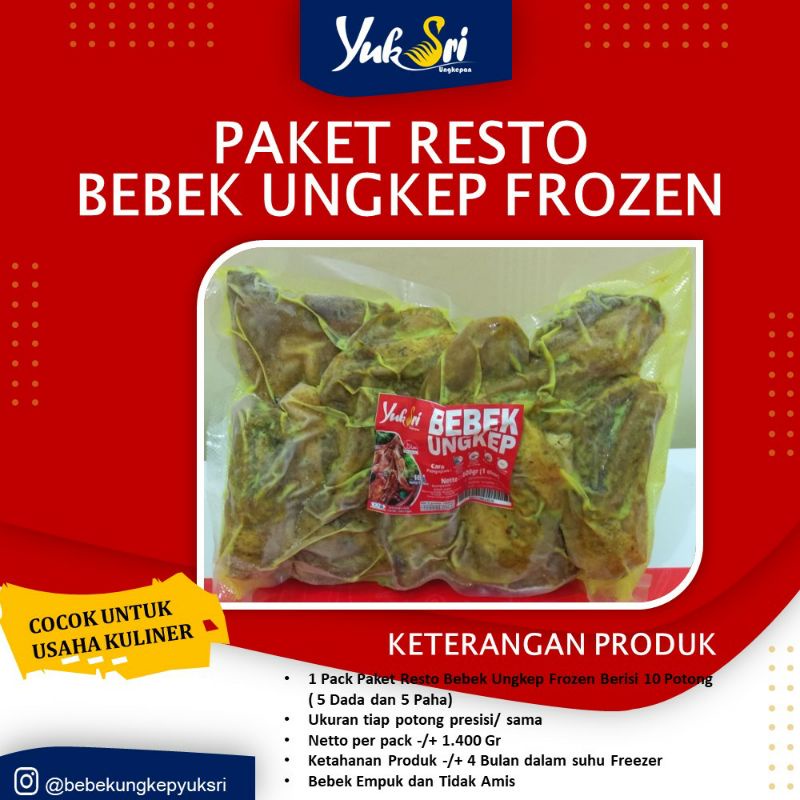 

bebek ungkep paket resto/ cafe isi 10 pcs ( 5 dada, 5 paha )