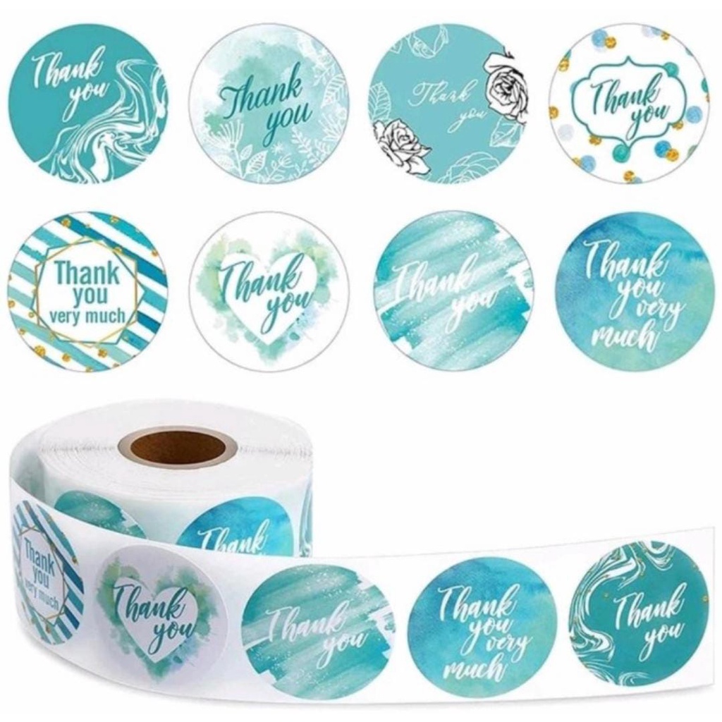 

500 pcs Set Sticker Thank You : Turquoise (8 styles)