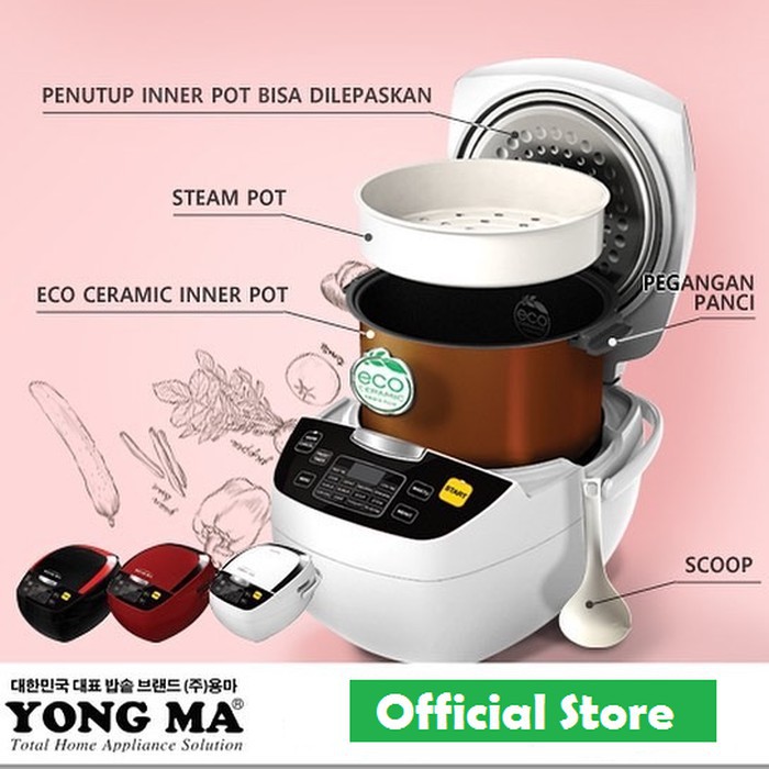 Rice Cooker / Magic Com Digital YONGMA YMC 801 Merah Kapasitas 2 Liter