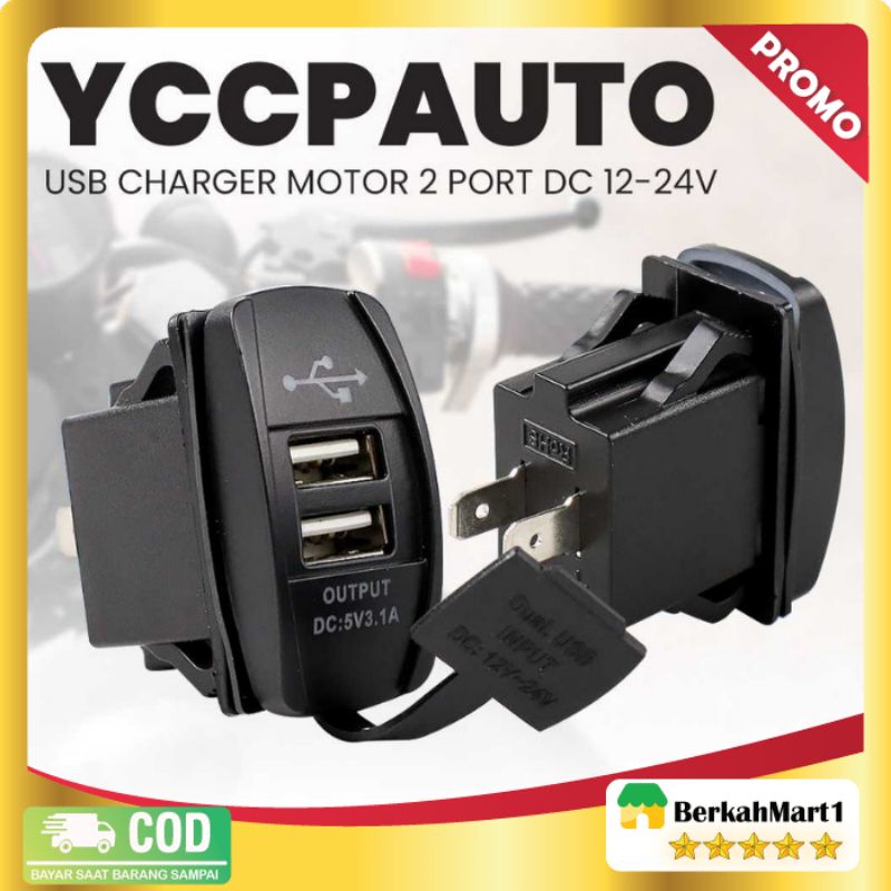 USB Charger Motor 2 Port DC 12-24V Alat charger Hp Motor